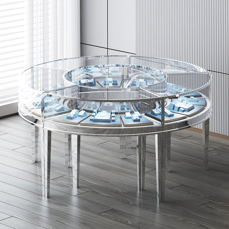 liuhe High-end jewelry store stainless steel curved boutique cabinet(Please consult customer service for pricing) dust cover home ornament Gold Jewelry Cabinet