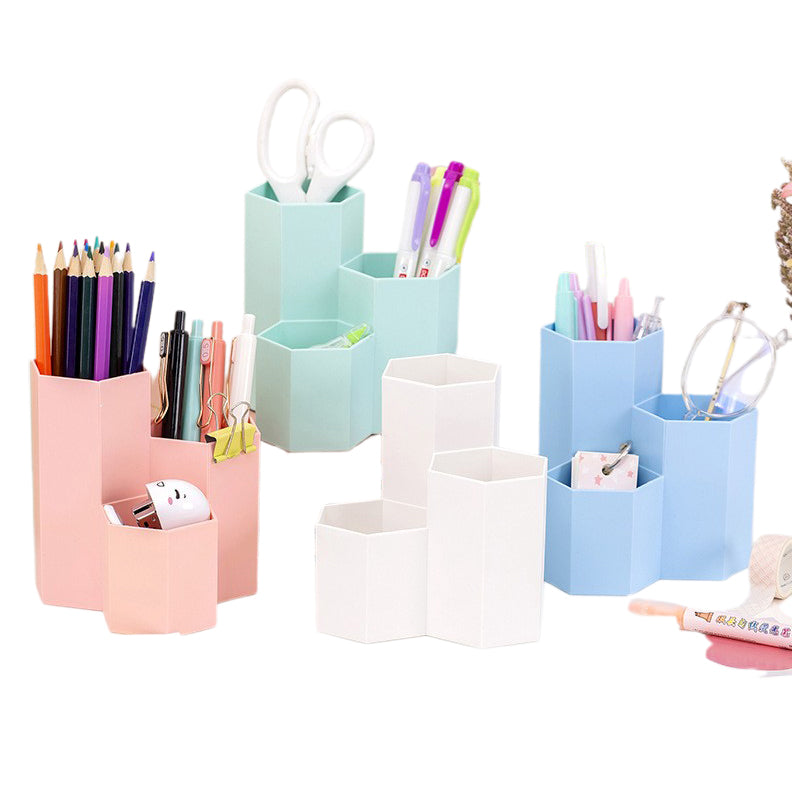 haosheng Three-compartment pen holder (Please consult customer service for pricing) Multi-functional 3-in-1 Creative Hexagon Desk Organizer