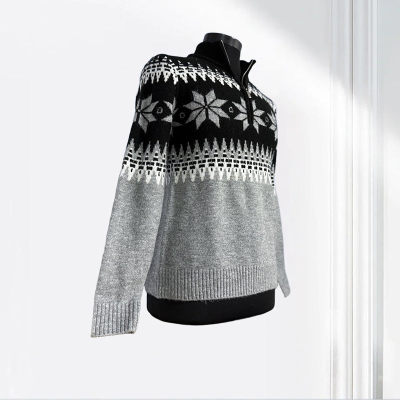 jiaoyifushi Half-breasted zipper jacquard pullover(Price Enquiry Starting from 100) Vintage Jacquard Pattern Casual Commuter