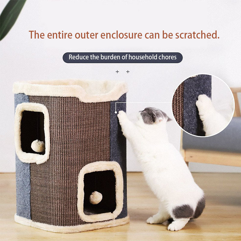 qingxitanye Square sisal cat tube(price inquiry) Four sides abrasion-resistant, three-dimensional interactive play