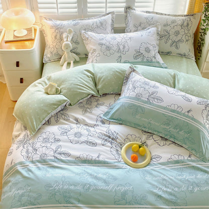 xinzhi Printed plant cashmere 4-piece set Autumn and winter quilts Thickening for warmth Deep sleeping cashmere quilt