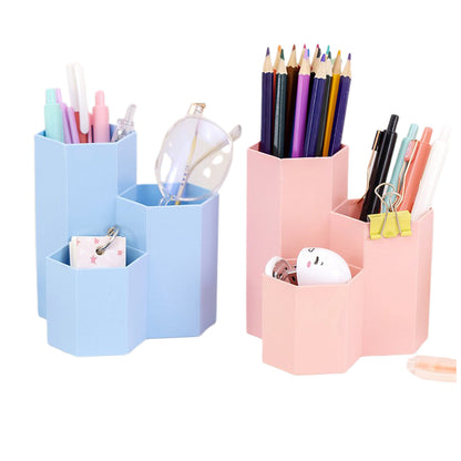 haosheng  Three-compartment pen holder （Please consult customer service for pricing) Multi-functional 3-in-1  Creative Hexagon Desk Organizer