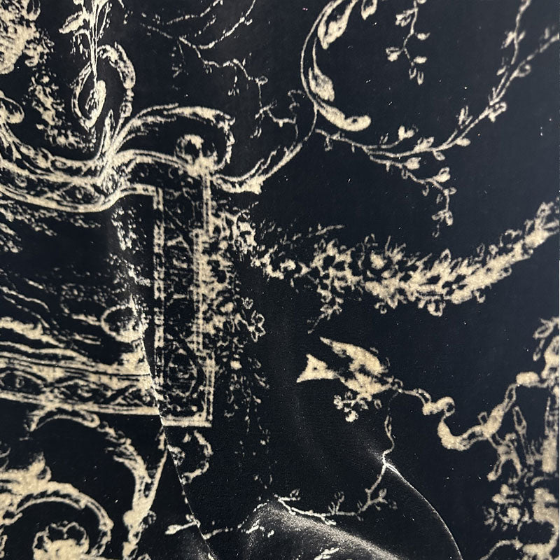 hehefangzhi Synchronous printing and burnout for silk georgette velvet Three-dimensional relief, luxurious texture