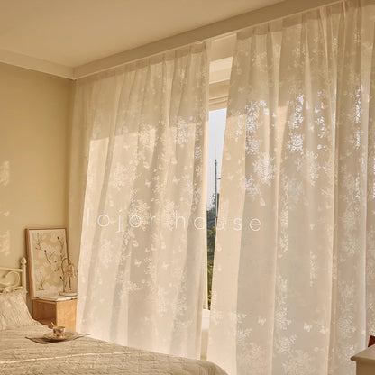 jiangmei Curtains Butterfly + Lace （Fixed height 2.7m）French style hauteur semi-blocking