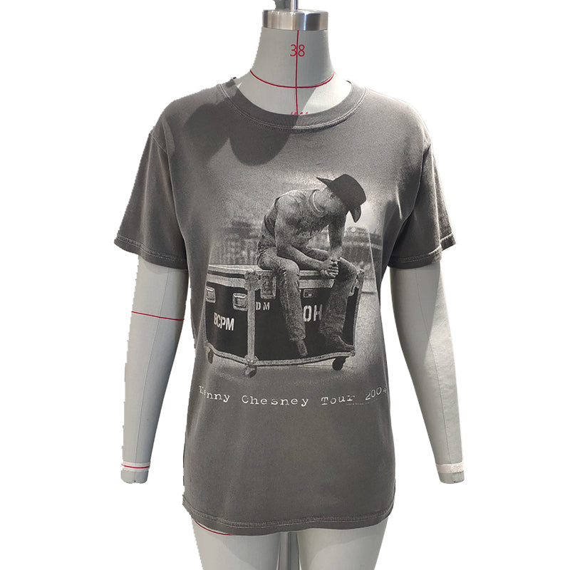 jingdi Men's Cotton Printed T-Shirt（500 pieces Starting lot）slim hauteur Straight-shoulder tops