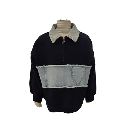jingdi Boys' waffle shirt collar zipper t-shirt（500 pieces Starting lot）men's sweater polo shirt sobriety