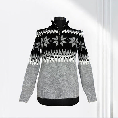 jiaoyifushi   Half-breasted zipper jacquard pullover（Price Enquiry  Starting from 100） Vintage Jacquard Pattern  Casual Commuter