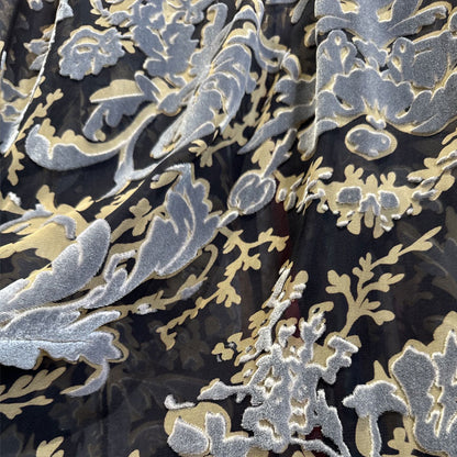 hehefangzhi Synchronous printing and burnout for silk georgette velvet Three-dimensional texture, retro pattern