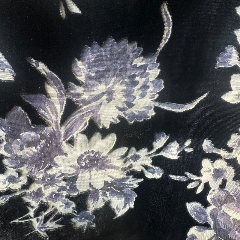 hehefangzhi Synchronous printing and burnout for silk georgette velvet Three-dimensional texture, retro pattern