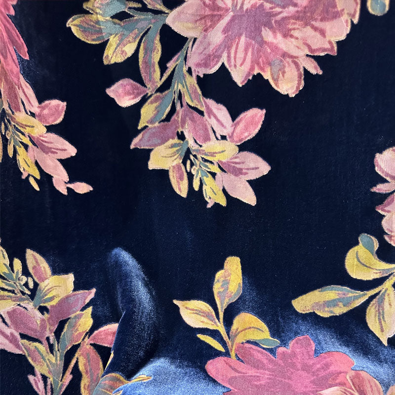 hehefangzhi Synchronous printing and burnout for silk georgette velvet Three-dimensional texture, retro pattern