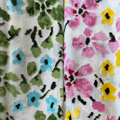 hehefangzhi Synchronous printing and burnout for silk georgette velvet Three-dimensional texture, retro pattern