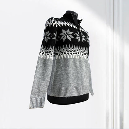 jiaoyifushi   Half-breasted zipper jacquard pullover（Price Enquiry  Starting from 100） Vintage Jacquard Pattern  Casual Commuter