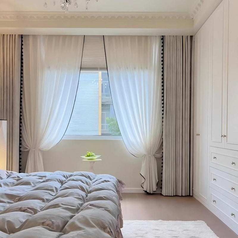 jiangmei Downton Abbey Curtains （Fixed height 2.7m）Japanese Style Linen Dream Curtains two-tier unibody