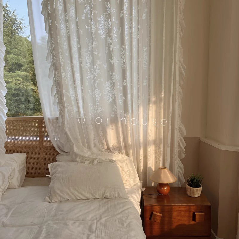 jiangmei Curtains Butterfly + Lace （Fixed height 2.7m）French style hauteur semi-blocking