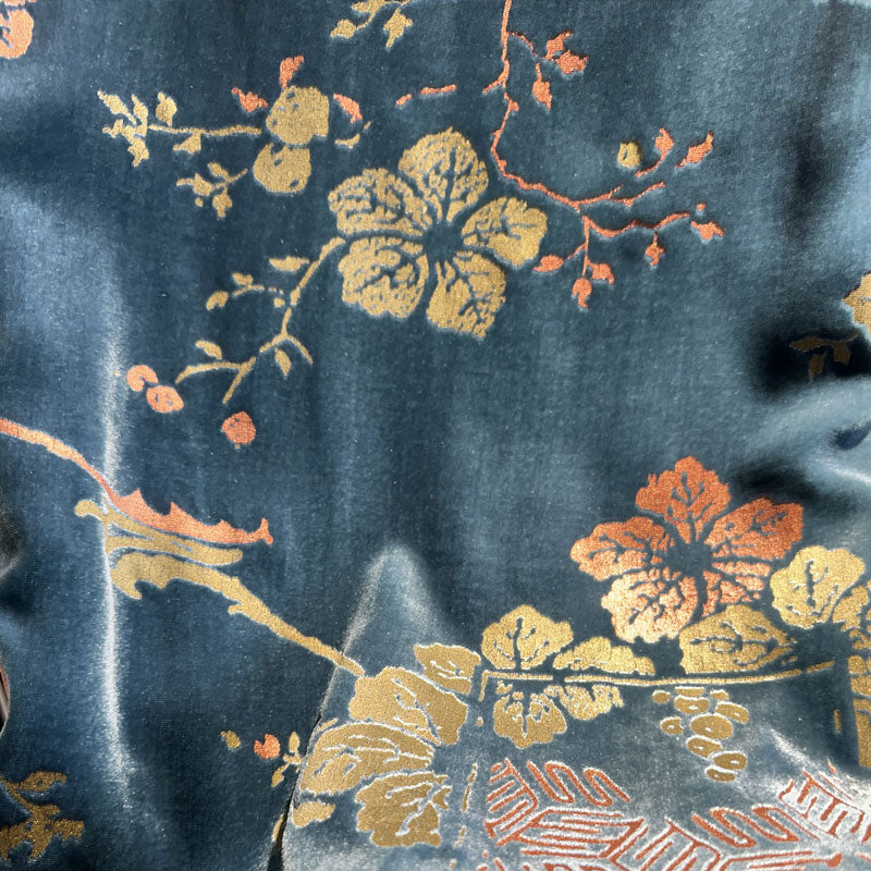 hehefangzhi Synchronous printing and burnout for silk georgette velvet Three-dimensional relief, luxurious texture