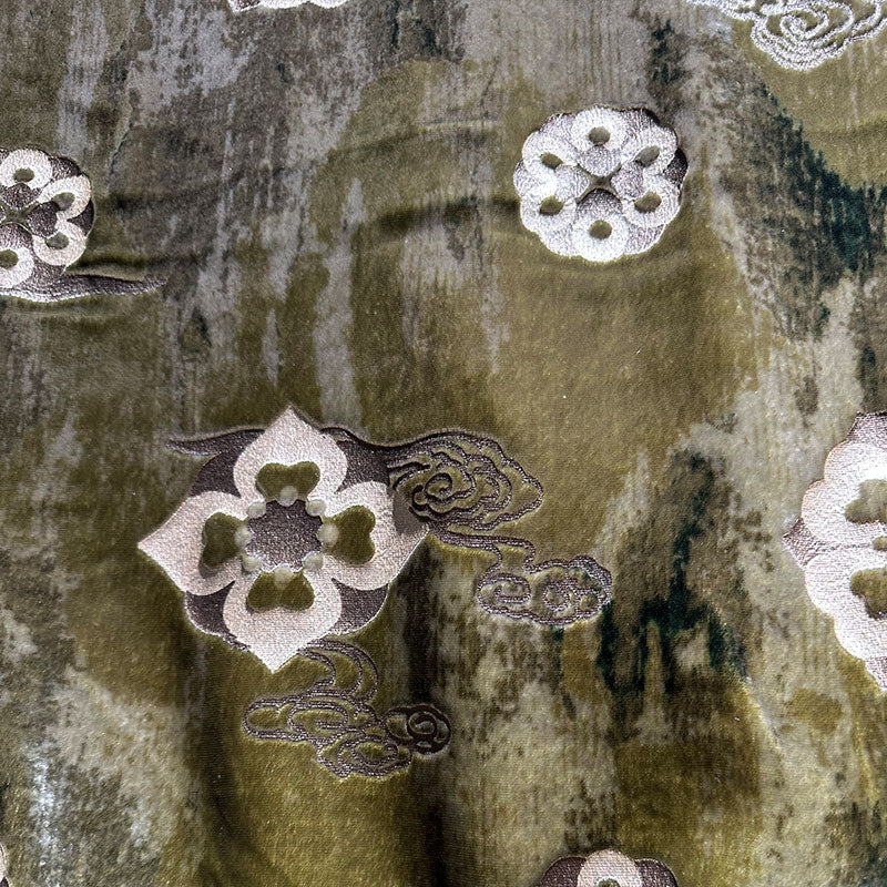 hehefangzhi Synchronous printing and burnout for silk georgette velvet Three-dimensional relief, luxurious texture