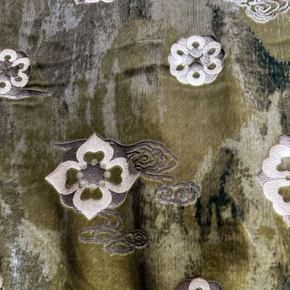 hehefangzhi Synchronous printing and burnout for silk georgette velvet Three-dimensional relief, luxurious texture