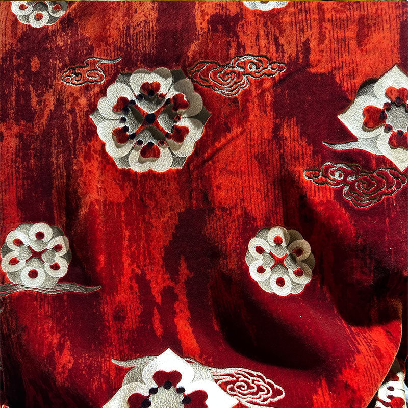 hehefangzhi Synchronous printing and burnout for silk georgette velvet Three-dimensional relief, luxurious texture