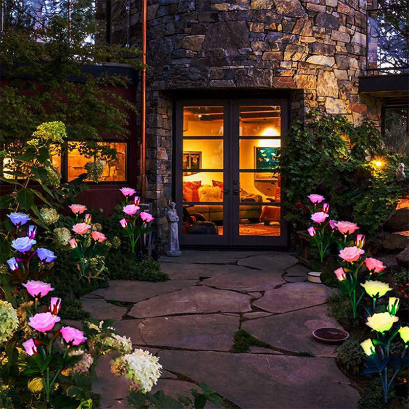 yinhendengshi Solar Ground Roses Lamp（100pcs/box）High-quality performance Outdoor waterproof flowers in a variety of colors