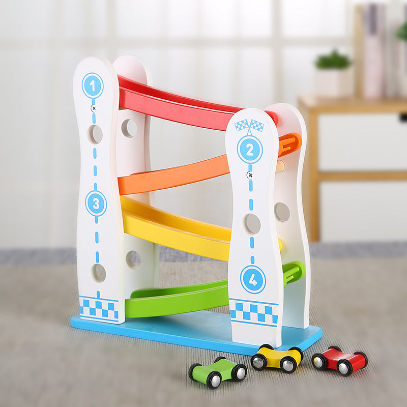 LONGSHENG Rail car 25*9*28CM Wooden glide rail car Educational toy Wooden toy slide car