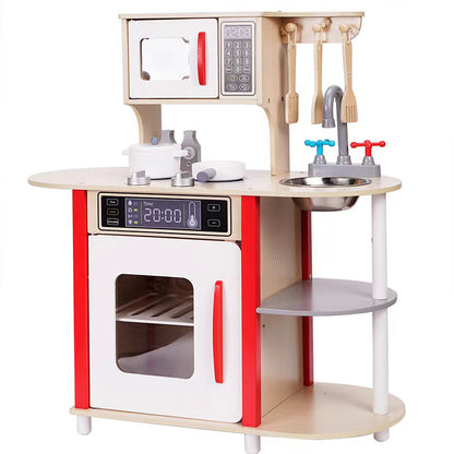 LONGSHENG Red kitchen Children's toys Children's play kitchen Children's anti-authenticity toys