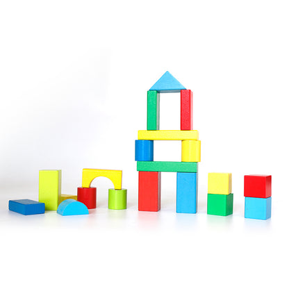LONGSHENG 20PS building block Wooden toy Children's building blocks wood assembly Baby toy