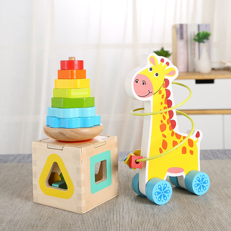 LONGSHENG Three-in-one wisdom Educational toy Children's wooden toy assembly