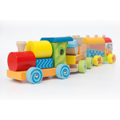LONGSHENG Three trains  40.5*8*8.5CM assembly  Children's toys Wooden toy