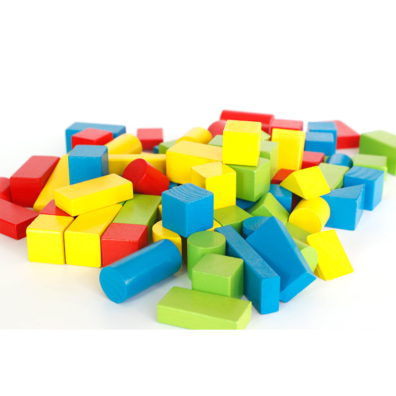 LONGSHENG 80PS building block Wooden blocks for young children Assemble toys large particles  Baby early education puzzle
