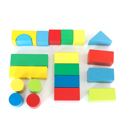 LONGSHENG 20PS building block Wooden toy Children's building blocks wood assembly Baby toy