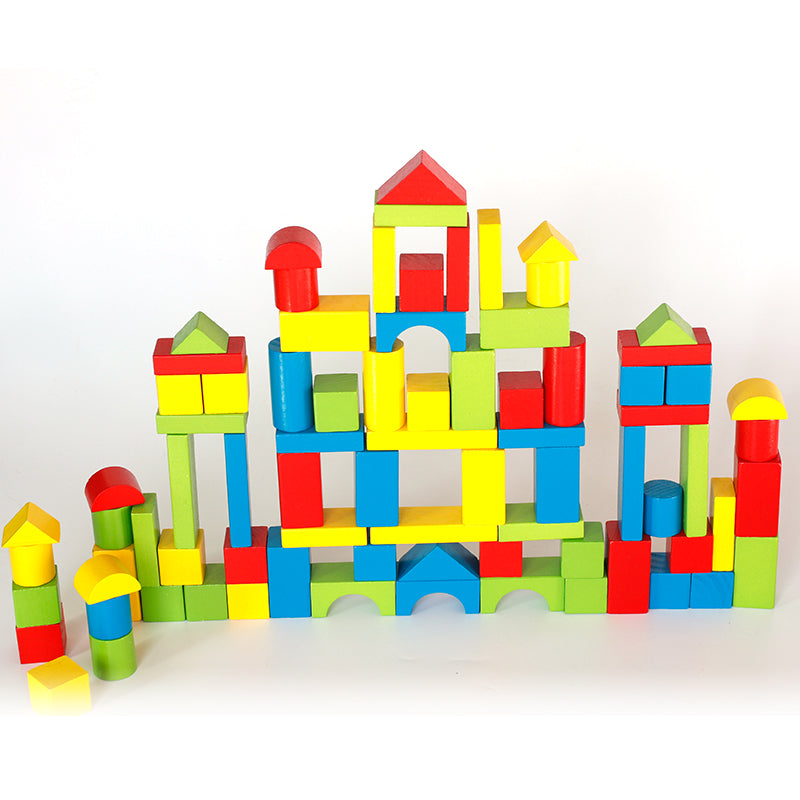 LONGSHENG 80PS building block Wooden blocks for young children Assemble toys large particles  Baby early education puzzle