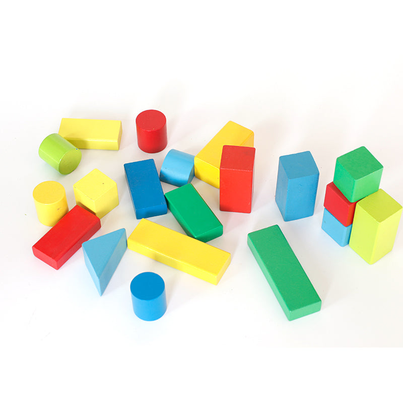 LONGSHENG 20PS building block Wooden toy Children's building blocks wood assembly Baby toy