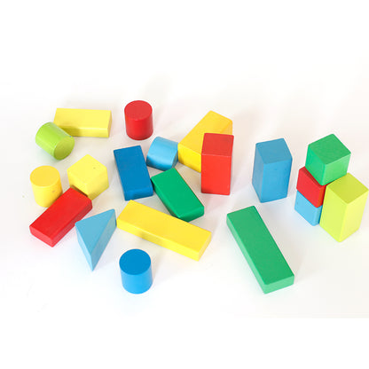 LONGSHENG 20PS building block Wooden toy Children's building blocks wood assembly Baby toy