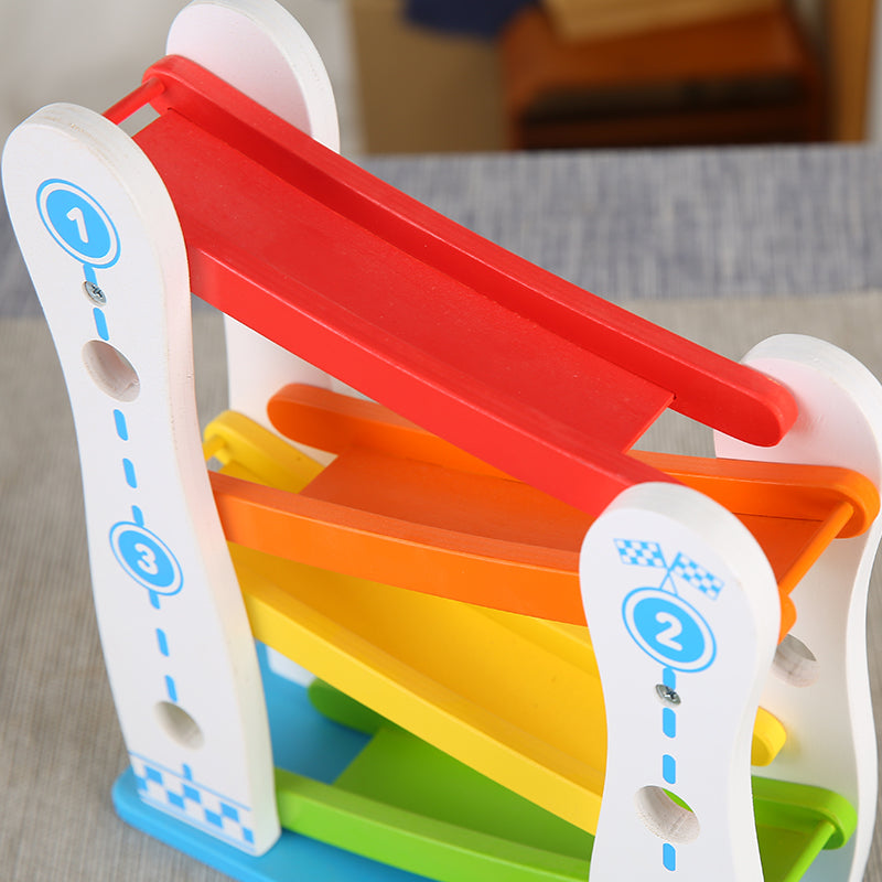LONGSHENG Rail car 25*9*28CM Wooden glide rail car Educational toy Wooden toy slide car