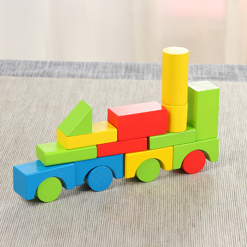 LONGSHENG Three trains  40.5*8*8.5CM assembly  Children's toys Wooden toy