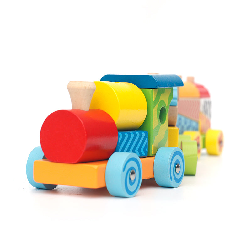 LONGSHENG Three trains  40.5*8*8.5CM assembly  Children's toys Wooden toy