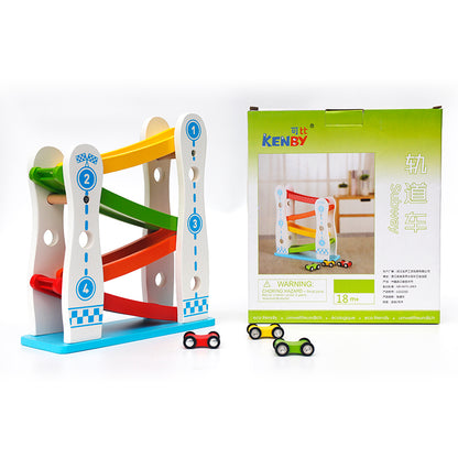 LONGSHENG Rail car 25*9*28CM Wooden glide rail car Educational toy Wooden toy slide car
