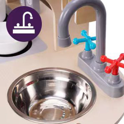LONGSHENG Red kitchen Children's toys Children's play kitchen Children's anti-authenticity toys