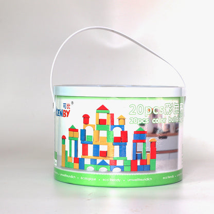 LONGSHENG 20PS building block Wooden toy Children's building blocks wood assembly Baby toy